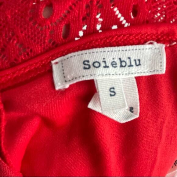 Soieblu red lace dress halter style neckline button detail down back hi-lo hem - Picture 7 of 7